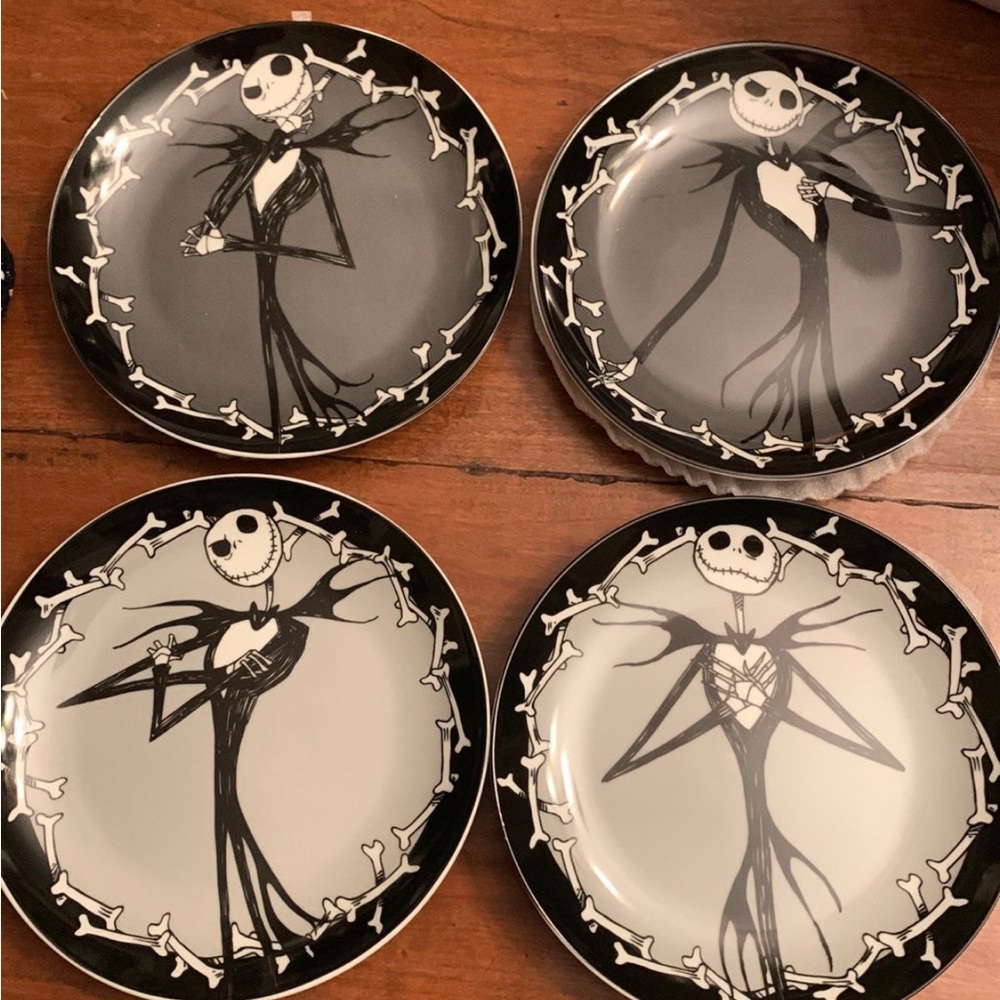 Set Of 4 Nightmare Before Christmas Jack Skellington Halloween Appetizer Plates